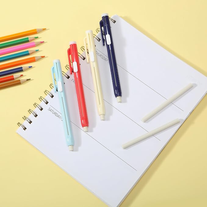 Mr. Pen- Retractable Mechanical Eraser Pens, 4 Pack, Vibrant Colors | Latex-Free Precision Pencil Erasers for Artists, Students, Drawing, Sketching & Drafting