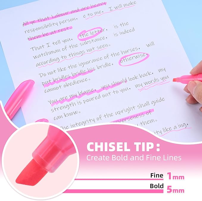 Cgerma Highlighters 36 Pack, Chisel Tip Pink Highlighter Bright Colors, Quickly Drying, Perfect for Students Kids Adults Highlighting in Classroom, School, Office