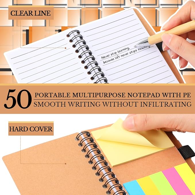 Jetec 50 Sets Inspirational Notebook Bulk Back to School Gifts Motivational Notebook with Pen and Sticky Notepad Employee Appreciation Gift for Teacher Student Coworker School Office (Team)