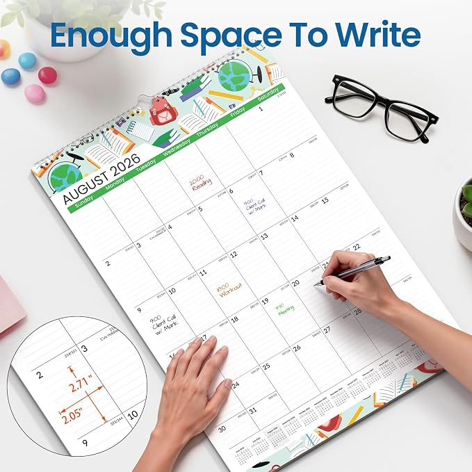 SUNEE 2026-2027 Wall Calendar Large 22.75"x15.5", 21 Month July Calendar (Ends March 2028), Vertical Extra Large, Seasons Color