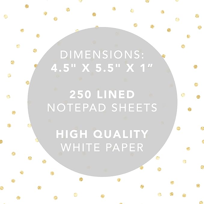 Graphique Blush Pink Jotter Notepad, Pad of Paper w/ 250 Tearable Ruled Pages, Elegant and Fun, Embellished with Gold Foil, Great for Kitchen Counters, Nightstands, Desks, and More, 4.5" x 5.5" x 1"