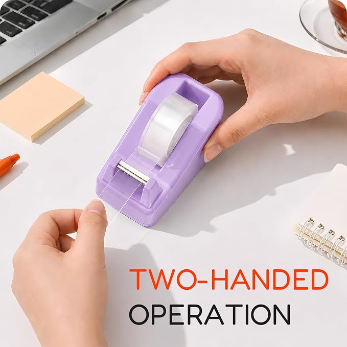 Lightweight Desktop Tape Dispenser, Tape Holder with 6 Rolls Transparent Tape, Stable Non-Skid Base for Office, Home & School, 1-Inch Core (0.71 in x 1000 in Each)