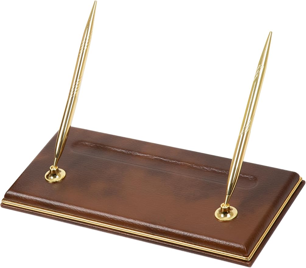 Cloud Luxury Leather Desk Set – 10 Piece Executive Desk Organizer with Desk Pad, Double Document Tray, Pen Holder, Memo Holder, Business Card Holder & Phone Stand – Gold Office Accessories (Tan)