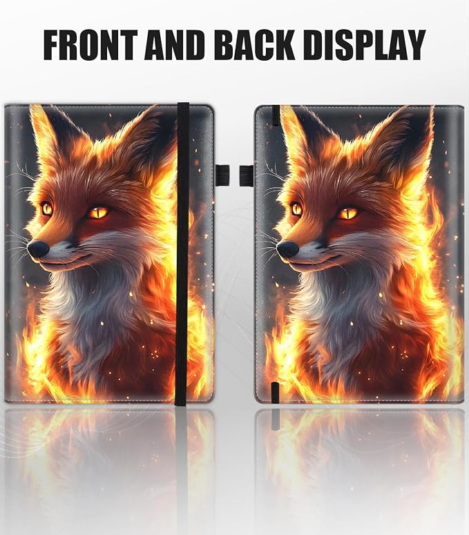 Hardcover Executive Notebooks, A5 PU Leather Lined Journal Notebook, 200 Pages Thick Paper Subject Notebooks for School,Work,Home Writing Business Notebook, Diary Book ，Fire Fox