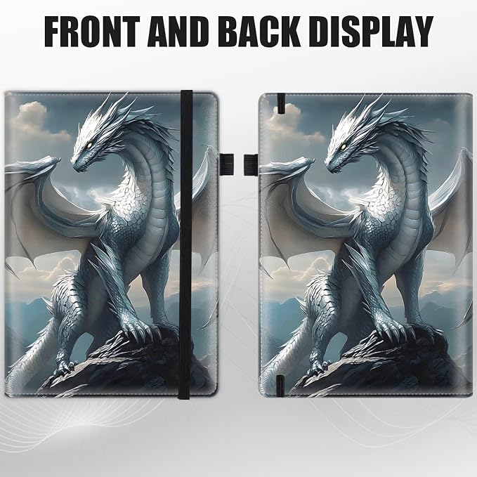 Hardcover Executive Notebooks, A5 PU Leather Lined Journal Notebook, 200 Pages Thick Paper Subject Notebooks for School,Work,Home Writing Business Notebook, Diary Book, Dragon Perched