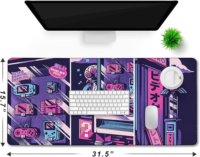 Japanese Comic Desk Mat Large Office Desk Pad, Gaming Mouse Pad, Big Mousepad PC Waterproof and Non-Slip, 31.5 x 15.7 Inches Large Mouse Mat Long Extended Mousepads for Office & Home Work