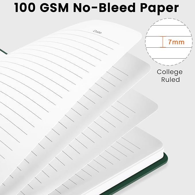 CICPAP Lined Spiral Journal Notebook, A5 College Ruled Notebook for Journaling, Note-Taking, and Daily Planning, Durable Hardcover with an Elegant Design，Dark Green