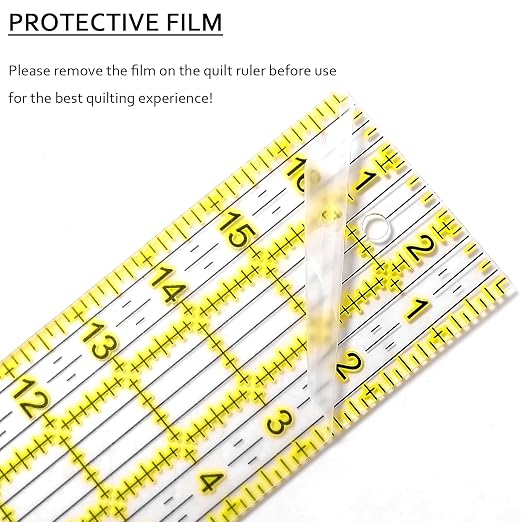 Sewing Ruler,5 Piece Quilting Rulers,3 x17 Inch,1.5 x17 Inch,3 x12 Inch,1.5 x10 Inch,1 x6 Inch,Acrylic Ruler,Cutting Ruler with Non-Slip Rings (Yellow)