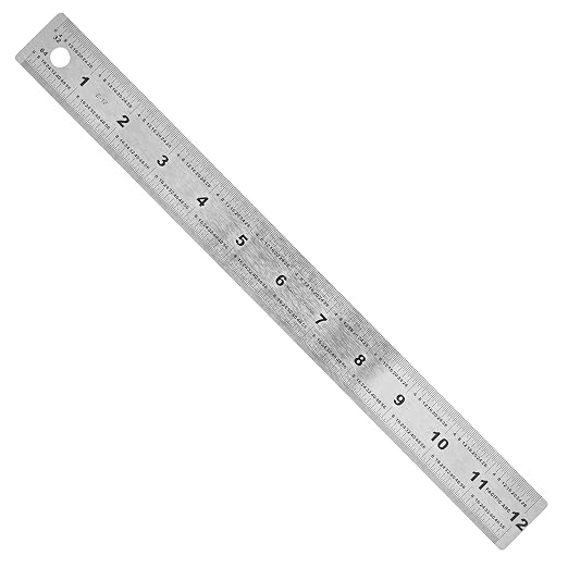 12" Stainless Steel Ruler with Non-Skid Cork Backing: 32 & 64 divisions per inch