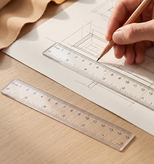 4 Pack Clear Rulers, Clear Plastic Ruler 6 Inch 15 cm Straight Transparent Measuring Tool