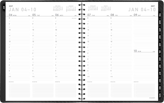 AT-A-GLANCE 2027 Appointment Book Planner, Weekly & Monthly, 8.25" x 11", Half-Hourly, Contemporary, Charcoal (70950X4527)