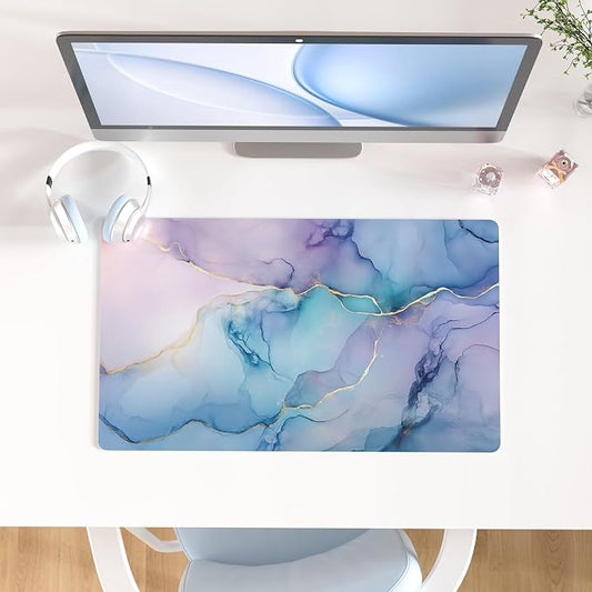QIYI Large Mouse Pad, PU Leather Desk Mat for Desktop, Waterproof Gaming Desk Pad, Marble Painting Full Desk Accessories Keyboard Mousepad, Home & Office Décor 23.6" x 13.8" - Abstract Fluid Art