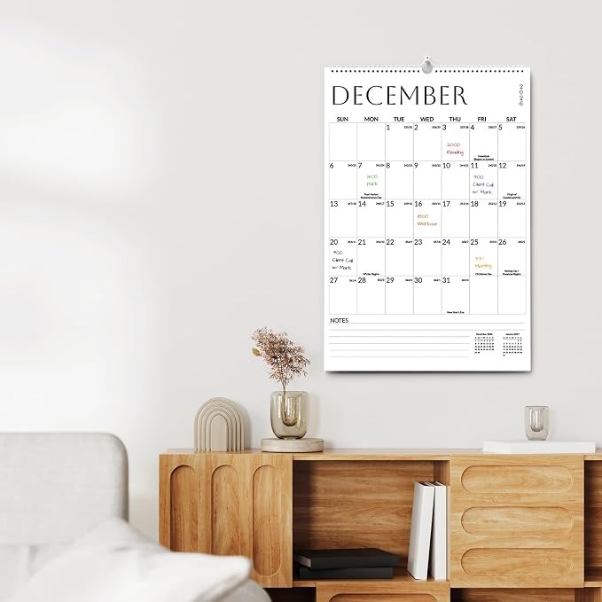 SUNEE 2026-2027 Wall Calendar Large 22.75"x15.5", 21 Month July Calendar (Ends March 2028), Vertical Extra Large, White Minimalism