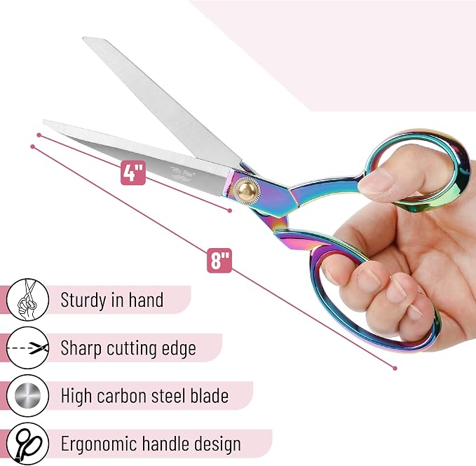 Mr. Pen- Premium Tailor Scissors, 8-Inch | Heavy Duty Carbon Steel Sewing & Fabric Scissors, Tailor Shears, Ultra-Sharp for Smooth Cutting