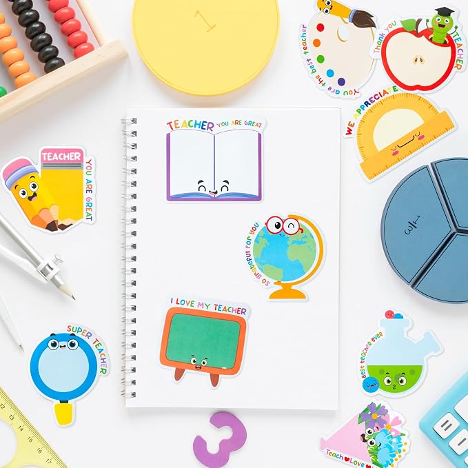 Xqumoi 30 Pack Teacher Sticky Note Back to School Office Classroom Supplies | Self-Sticky Writing Memo Pad, Daily Reminders Notepad, Page Marker, Book Pencil Ruler Shaped, Appreciation Gift, School Staff