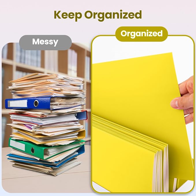 BIBRADAA® 10 Packs Folders with Pockets,Paper Folder Surface with Waterproofing,Letter Size,Holds 100 Plus Sheets,for School,Office,Business. (10, Multicolor Mixing)
