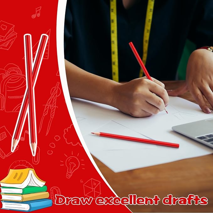 24 Pack Red Colored Pencils for Kids, Pre-sharpened Art Pencils Back to School Supplies Set, Drawing Sketching Pencils for Students, Teachers, Classroom