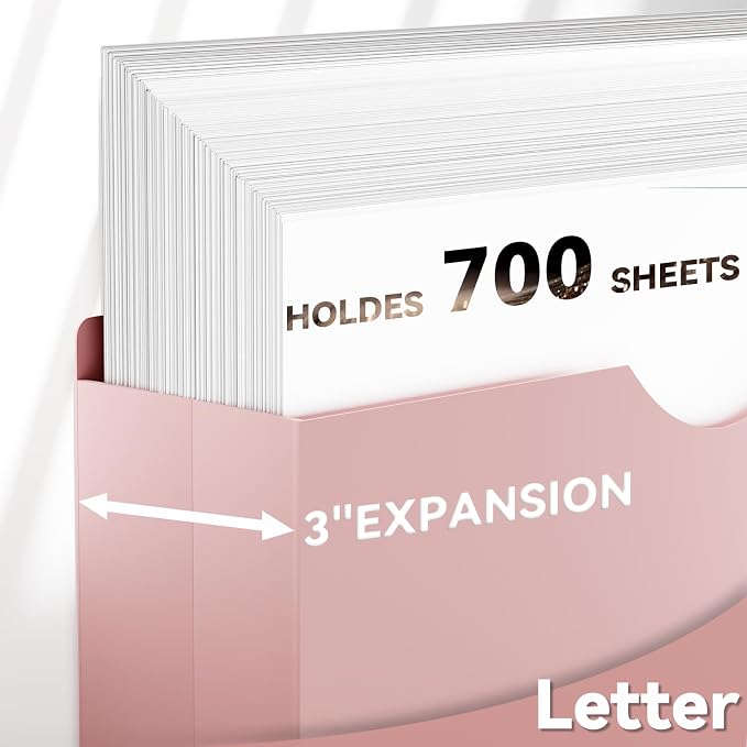 Plastic 3 Inch File Jackets Letter Size,Heavy Duty Expansion Pocket | 12 Pack Manilla Pocket Folders,Expandable File Jackets for Document,Straight Cut Tabs,Pastel Poly Job Folder File Jacket