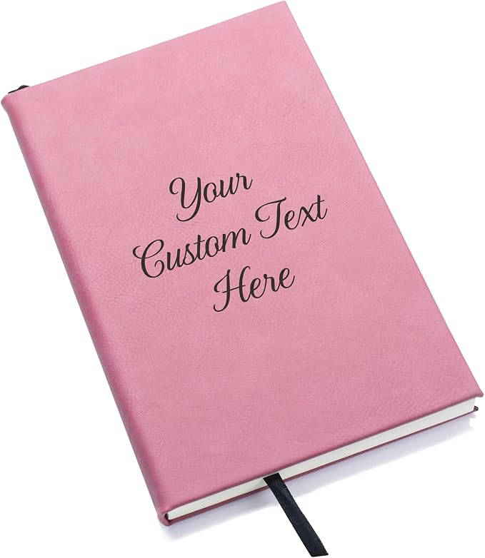 Lifetime Creations Customized Create Your Own Notebook Journal (Pink) - Personalized Hardcover Vegan Leather Journaling Notebooks, Business Gift for Women, Men, Teachers, Professionals