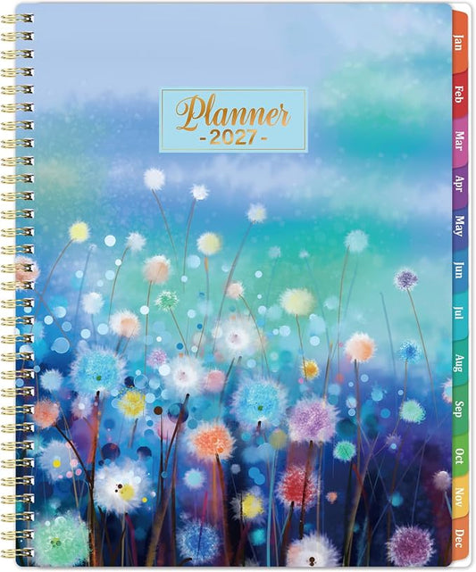 2027 Planner - 2027 Weekly and Monthly Planner, Jan. 2027 - Dec. 2027, 11” x 8.5”, Calendar Planner 2027, Colorful Laminated Tabs, Premium Thick Paper, Twin-Wire Binding, Storage Pocket