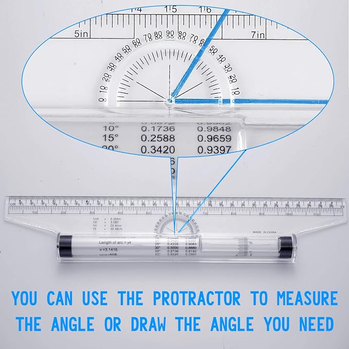 Frienda 2 Pieces Plastic Measuring Rolling Ruler Drawing Parallel Multifunctional Drafting Ruler for Architect Office Math(12 Inch)
