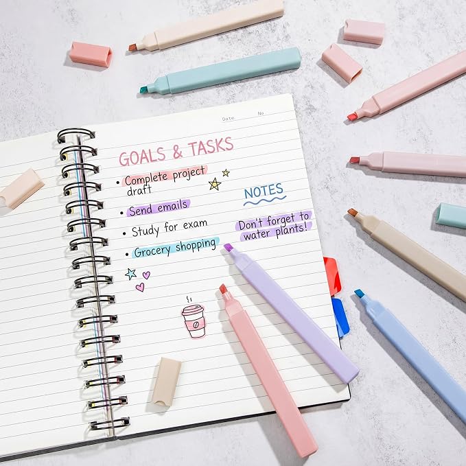 Marspark 120 Pcs Highlighters Bulk Chisel Tip Aesthetic No Bleed Cute Color Marker Pens for Journal Planner Notes School Study Office Supplies (Earthy Colors)