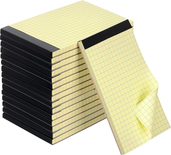 Tenceur 16 Pcs 3'' x 5'' Graph Paper Pads Quad Ruled Grid Mini Notepads, Perforated Tops, 50 Sheets Per Memo Pad, 80Gsm Paper Pads Small Pocket Graph Notebook for Students, Office, Math, Notes
