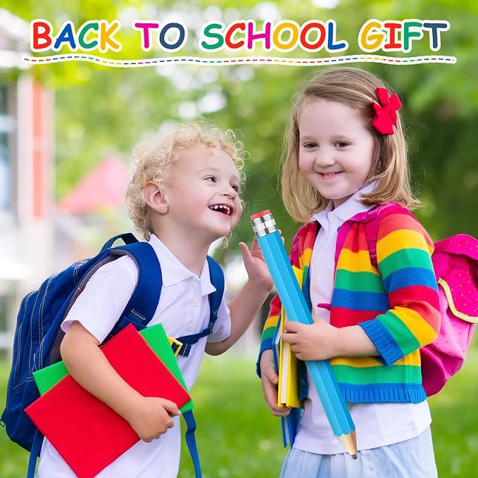 Back to School Gifts for Students 2 Pcs 16 Inch Giant Pencils Wooden Jumbo Pencils Prop Decor Funny with Cap Eraser Large Fun Novelty Gifts for Kids School Kindergarten Home Office(Blue)