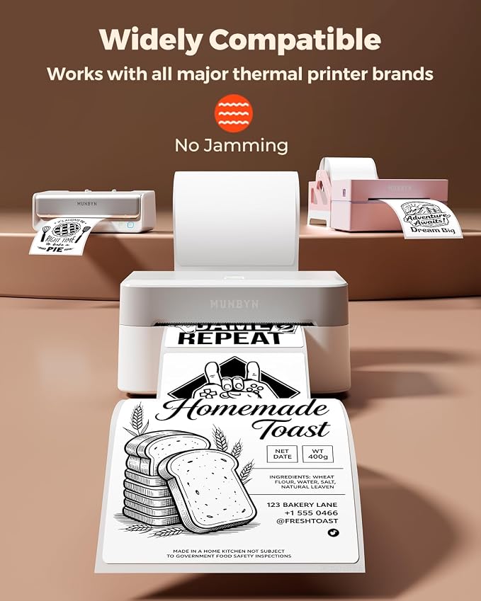 MUNBYN 4x5 Thermal Labels, 500 Sheets/1 Roll, White | Strong Adhesive & Perforated, Non BPA&BPS for Shipping, Postage, Bakery, Price Tag