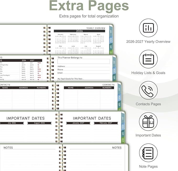 Planner 2026-2027, Weekly and Monthly Academic Planner, July 2026 - June 2027, Hardcover Calendar Agenda Book for School Year Planning, School Supplies for Teacher and Student, Letter Size(8.5'' x 11'')