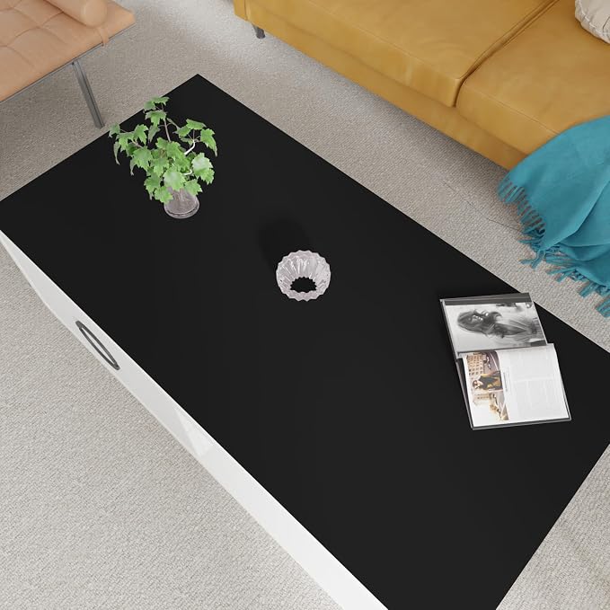 Faux Leather Table Cover,1.8mm Thick,24x48 Inch Desk Cover,Large Desk Mat,Table Protector,Table Cover Protector,Table Top Protector,Desk Cover Protector(Black+Gray,24x48)