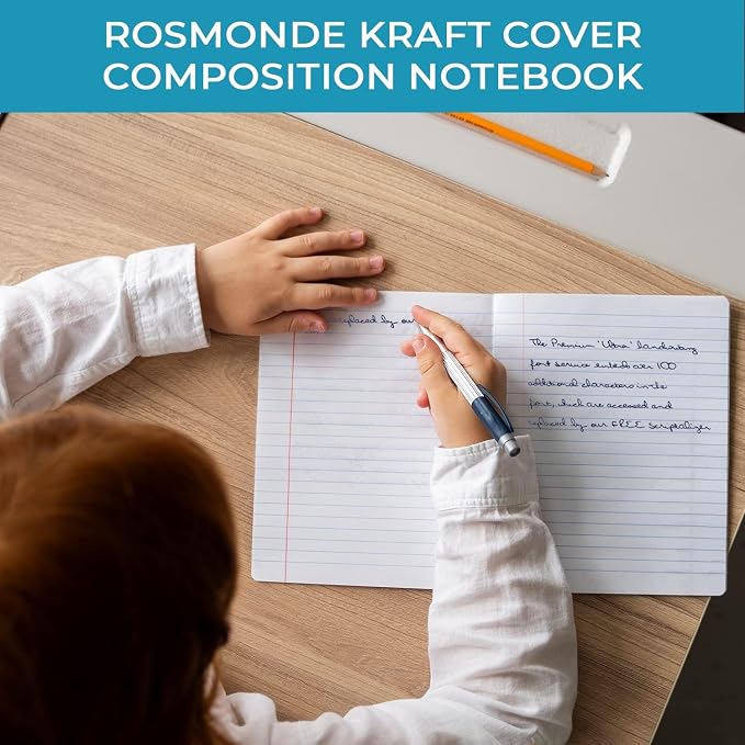 Rosmonde Bulk Kraft Notebook A5, 50 Pack, 120 Pages(60 Sheets) Extra Thick Notebook, College Ruled, 8 x 5.7 Kraft Notebook, No Ink Bleed Sheets, Travel Journals, Bulk Notebooks for School