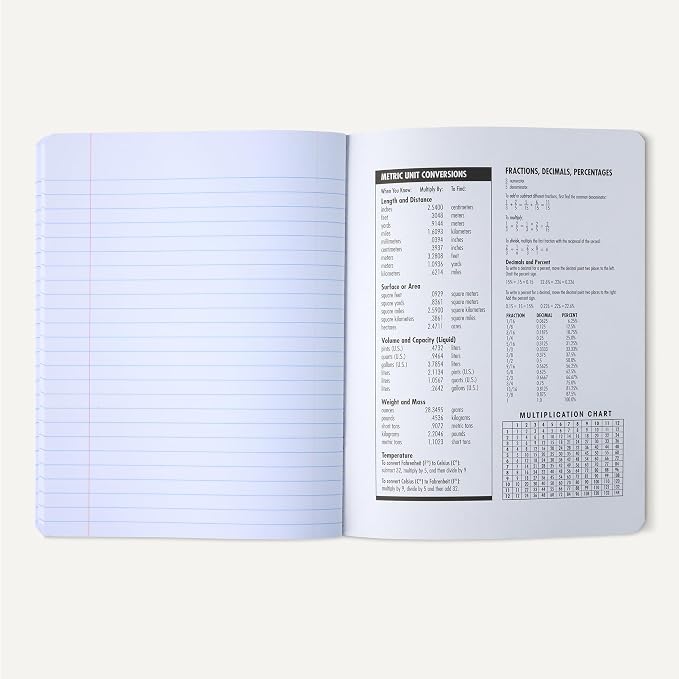 Amazon Basics Composition Notebook, College Ruled, 100 Sheets, 9.75" x 7.5", Marble Black, 12-Pack