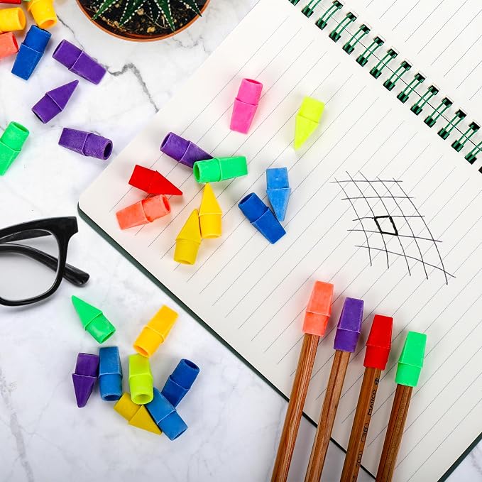 Nicunom 600 Pack Pencil Eraser Caps, 10 Colors Pencil Top Erasers Bulk, Kids Eraser Cap Pencil Eraser Toppers, School Supplies for Teachers Sudents Classroom Home and Office