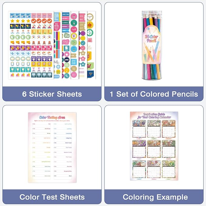 Ospelelf 2026 Wall Calendar Large 17'' x 22'' Coloring Calendar for Family, Monthly Doodle Calendar Planner with Plastic Cover for Kids, Use Jan 2026 - June 2027, Season