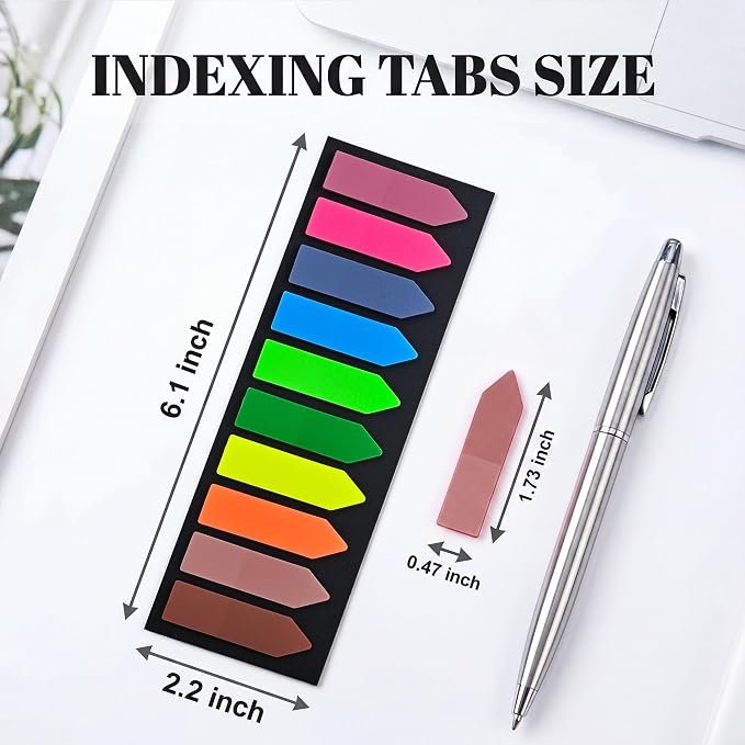 Ericter Arrow Sticky Tabs 1200PCS Writable Repositionable Translucent PET Page Markers Book Tabs Index Flags, Book Annotation Tabs for Notebooks Study Office School Supplies