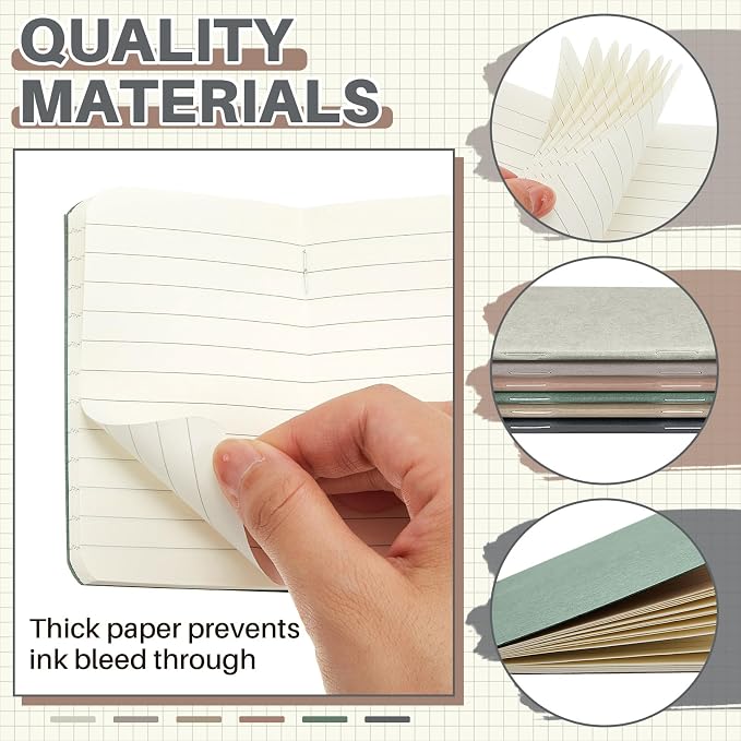 Outus 36 Pcs Pocket Notebook Mini Journal 2.5" x 4" Kraft Paper Mini Notepad Bulk Softcover Pocket Notepad Memo Diary Subject Notebooks for Student Travel School (Dark Color,Blank Cover)