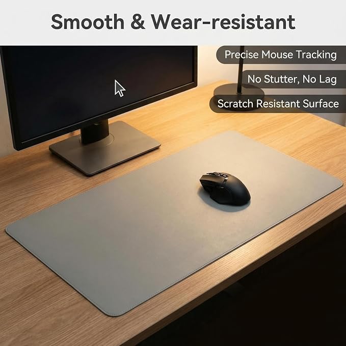 Non-Slip Desk Pad,Desk mat,Mouse Pad,Office Desk mat,Waterproof PU Leather Desk Blotter Mat,Laptop Desk Pad,Desk Writing Pad for Office and Home (Gray, 18.12'' x 26'')