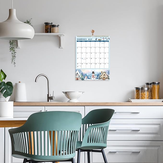 2026-2027 Wall Calendar - 11.4" x 14.5", 18 Months from Jul. 2026 - Dec. 2027, 2026-2027 Wall Calendar with Pockets for Home & Office, Vertical Calendar with Hanging Loop