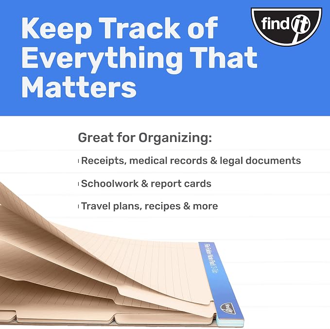 Find It File Folder Notepad - Pack of 12-9.5 x 12.5 Inch Notebook Organizer Folders for Filing, Document, and Clipboard Organization - Cream | Wide-ruled clipboard-style pages, tear-out perforated sheets, great for office, home, and school filing organ...