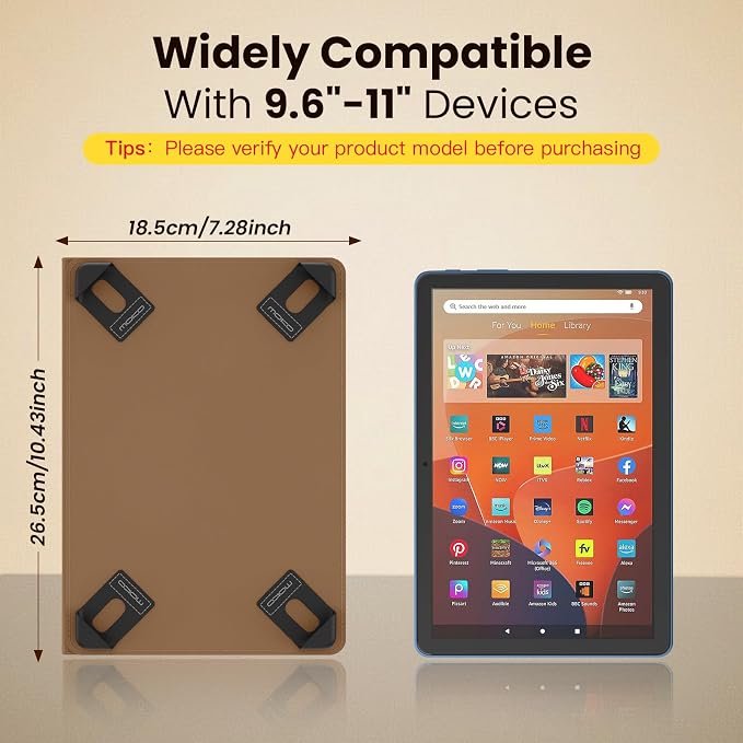 MoKo for Universal 11 inch Android Tablet Case with Pen Holder, Brown | Fits All 9.6-11 inch Tablets, Slim 360 Degree Rotating Cover, Multi-Angle Stand, Front Pocket, No fit iPad/NO back opening