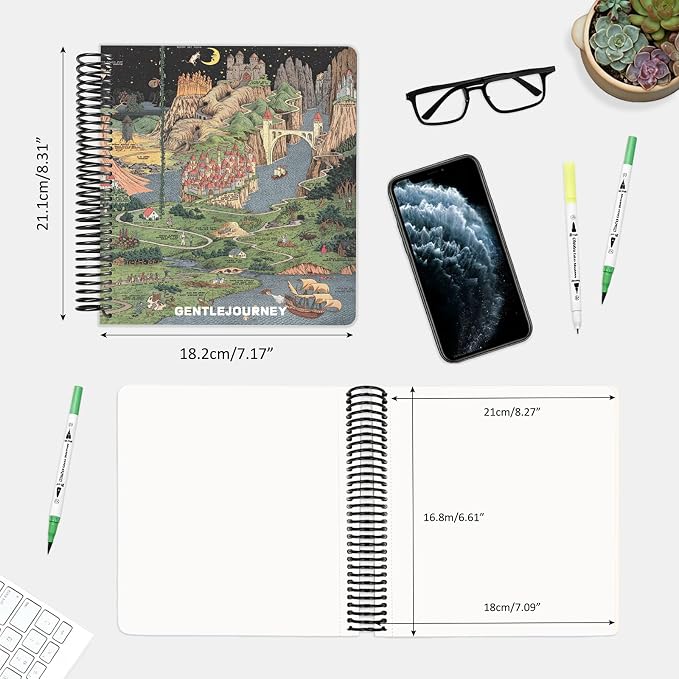 Hardcover Sketchbook,7.2"x8.3"Spiral Bound Drawing Pad,Mirroring World | 150gsm(92lb)Acid-Free Thick Paper,Blank Art Journal for Adults,Artists&Beginners,Ideal for Sketching,Doodling and Mixed Media