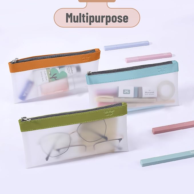 Mr. Pen- Clear Pencil Pouch, 8.50"x4.25", 3 Pack, Durable TPU Material | Medium Water-Resistant Pencil Bags with Smooth Zipper, Multipurpose Clear Pouch for Stationery, School, Office