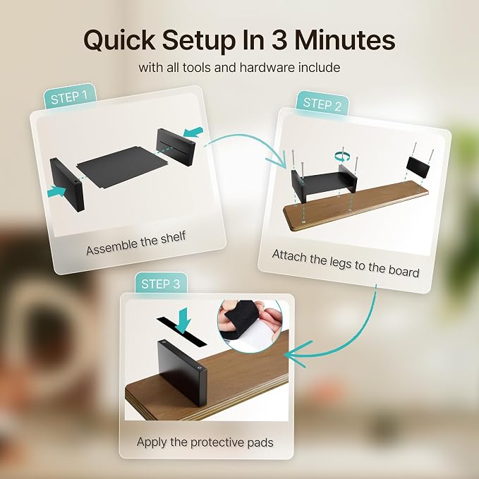 PEGZONE Dual Monitor Riser with Integrated Metal Shelf, Large Walnut Wooden Desk Shelf for 2 Monitors/TV, Monitor Stand Riser for Desk, Wood Monitor Stand Organizer for Home Office，Wide 46"