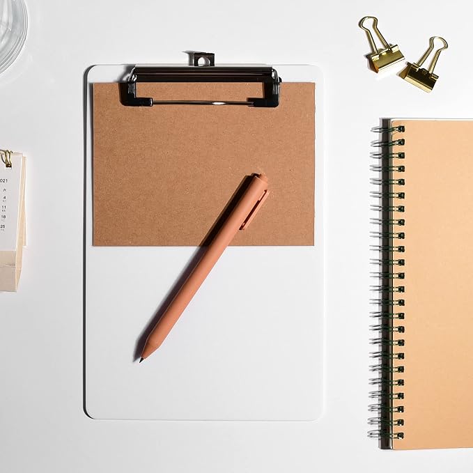 Hongri Plastic Small Clipboard, White A5 Memo Size Clip Board | Mini Size 6 x 9 in for Students, Teacher, Women, Office & School Supplies
