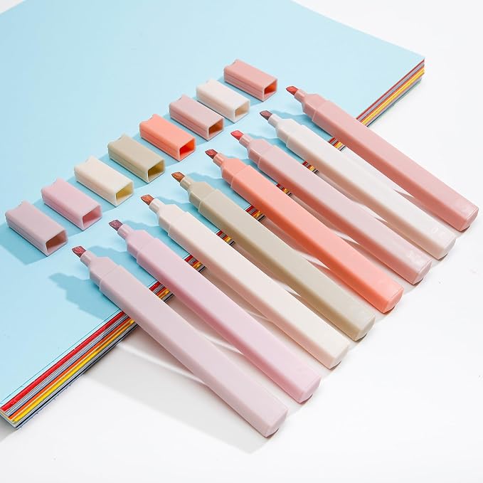 Marspark Highlighters Bulk Chisel Tip Aesthetic No Bleed Cute Color Marker Pens for Journal Planner Notes School Study Office Supplies(120 Pcs,Vintage Colors)