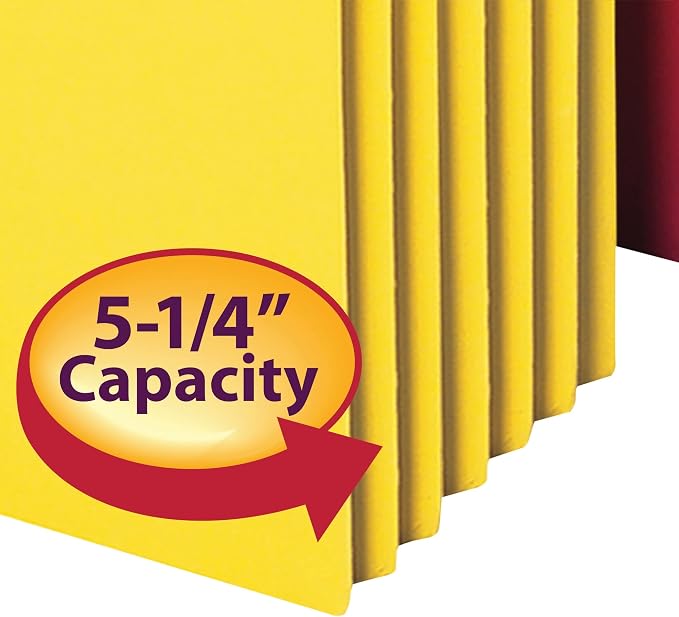 Smead File Pocket, Straight-Cut Tab, 5-1/4" Expansion, Letter Size, Assorted Colors, 5 per Pack (73836)