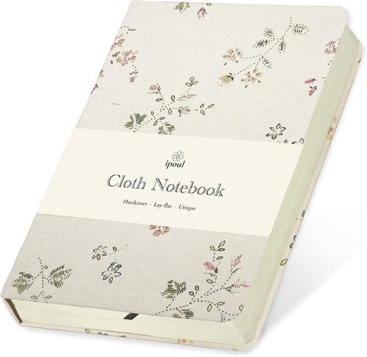 Floral Linen Notebook, Similar Embroidered, Small, 5x7, B6, Hardcover, Lay Flat, Lined & Unlined Sketchbook, Journal for Women,White