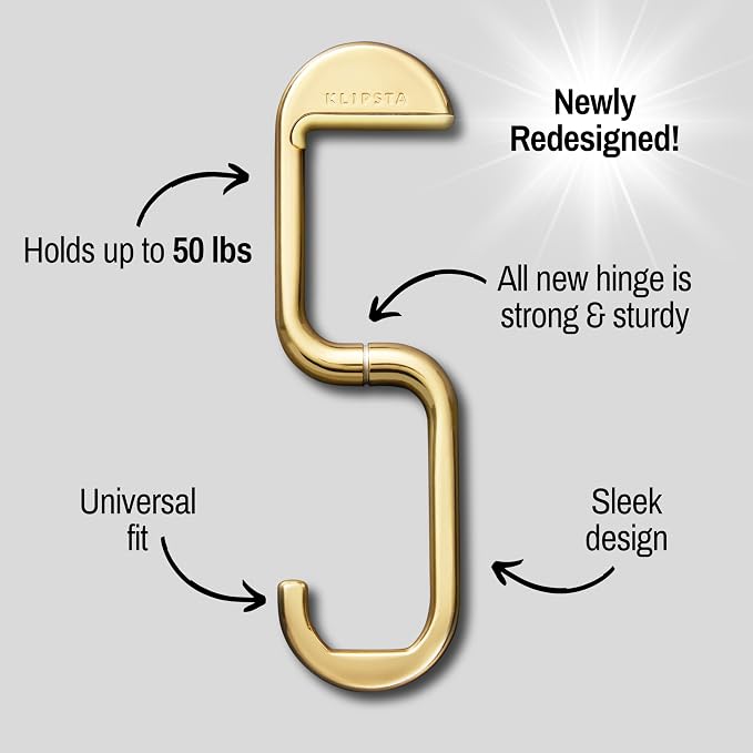 FLIP Bag Hook - Newly Redesigned. Portable Purse Hanger for Table with Magnetic Closure - Now Holds up to 50 lbs (Gold)