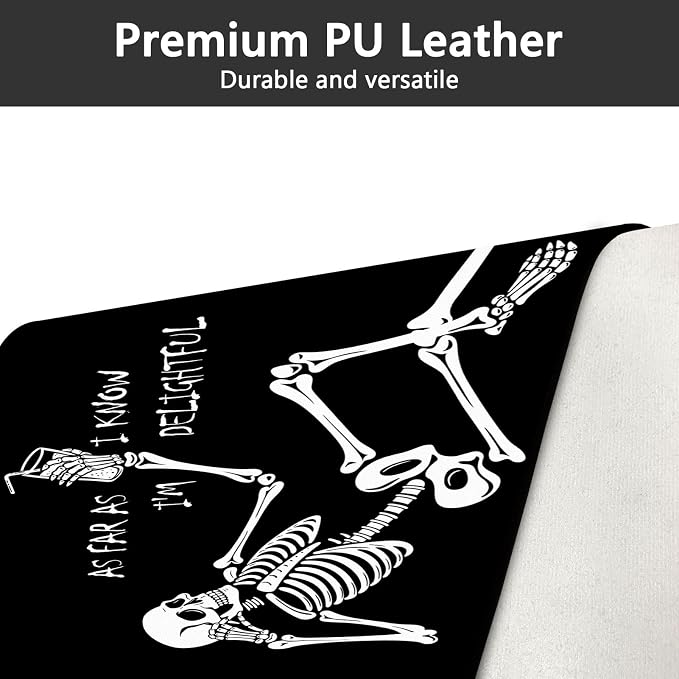 Britimes Black Skull Frame Desk Mat Funny Skeleton Deak Pad Non-Slip PU Leather Large Keyboard Mouse Pad Office Desktop Accessories for Office,Work,Home Decor(31.5"X15.7")
